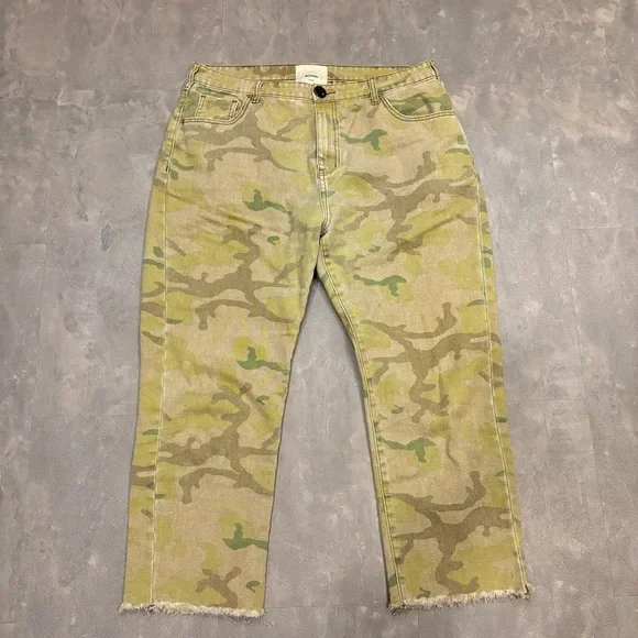 ONE TEASPOON Bandits High Waist Cropped‎ Boyfriend Straight Leg Camo Jeans 30 - Picture 3 of 16